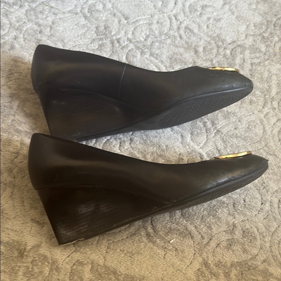 Tory Burch Black Wedges with Gold Accents - Picture 10 of 10